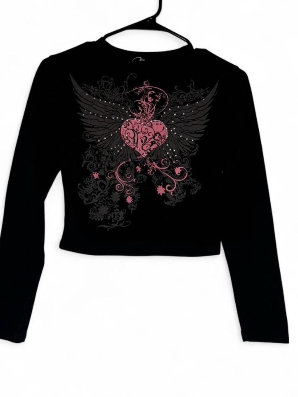 Black Long-Sleeve y2k Crop Top